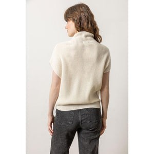 Lilla P Ribbed Funnel Neck Sweater in Ivory