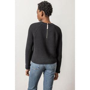 Lilla P Zip Back Raglan Sweater in Black