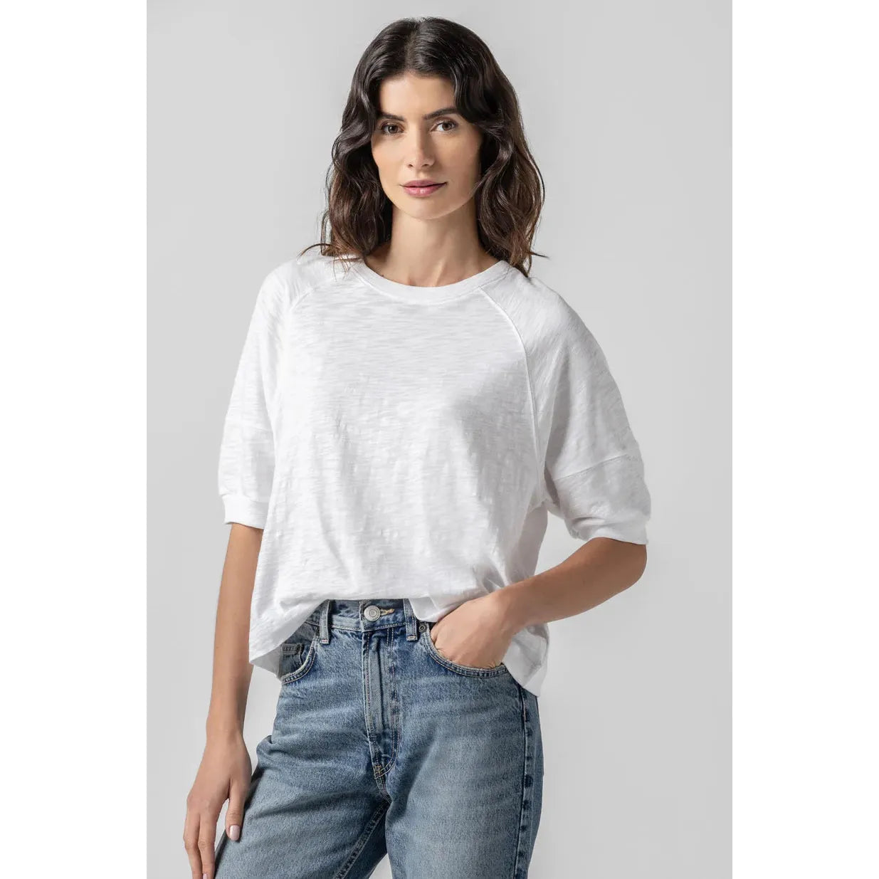 Lilla P Raglan Sweatshirt Tee in White