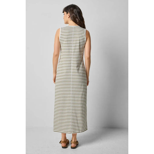 Lilla P Henley Maxi Dress in Kelp Stripe 