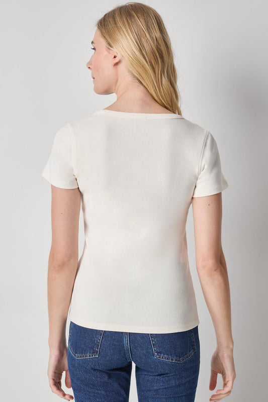 Lilla P Short Sleeve V-Neck in Rope