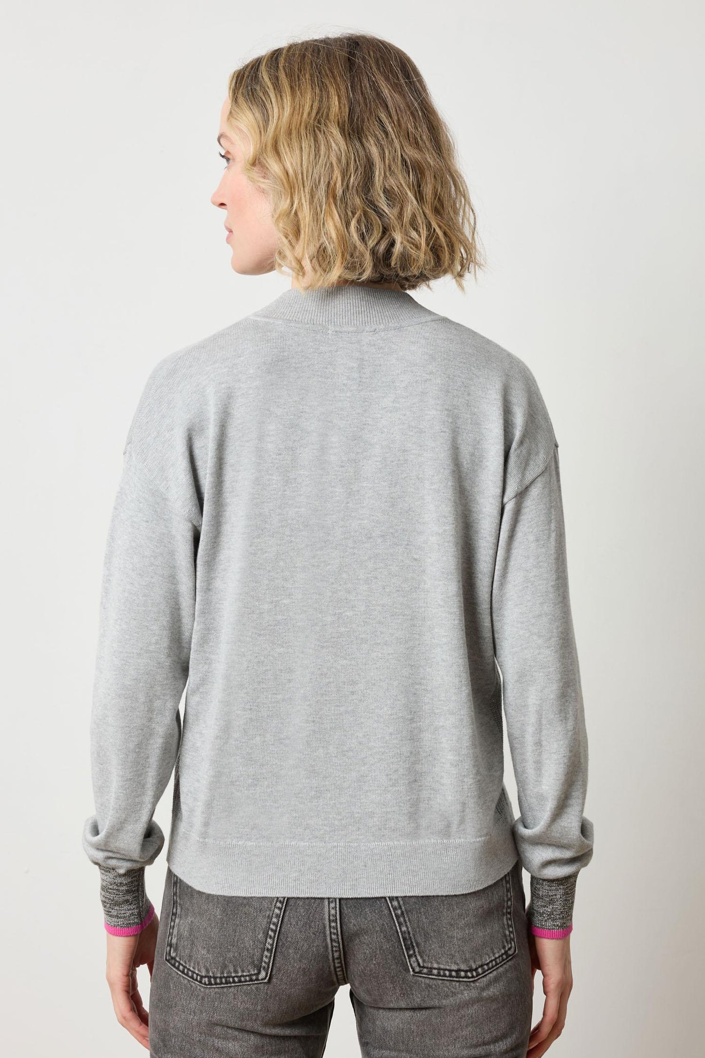 Lilla P V-Neck Pullover Sweater in Heather Grey