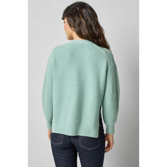Lilla P Relaxed Side Vent Cardigan in Frost