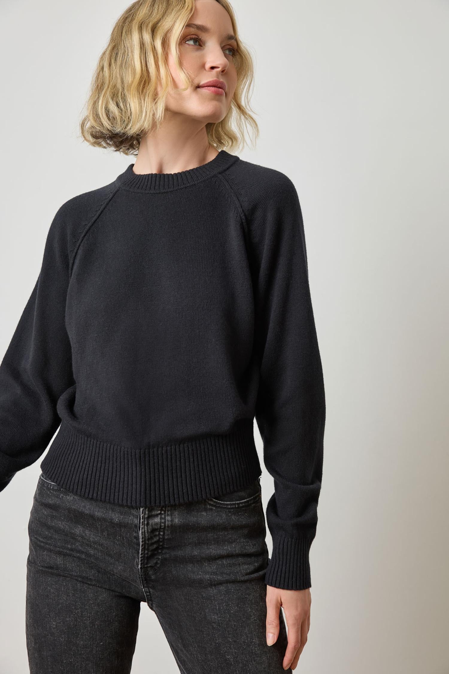 Lilla P Raglan Sleeve Pullover in Black