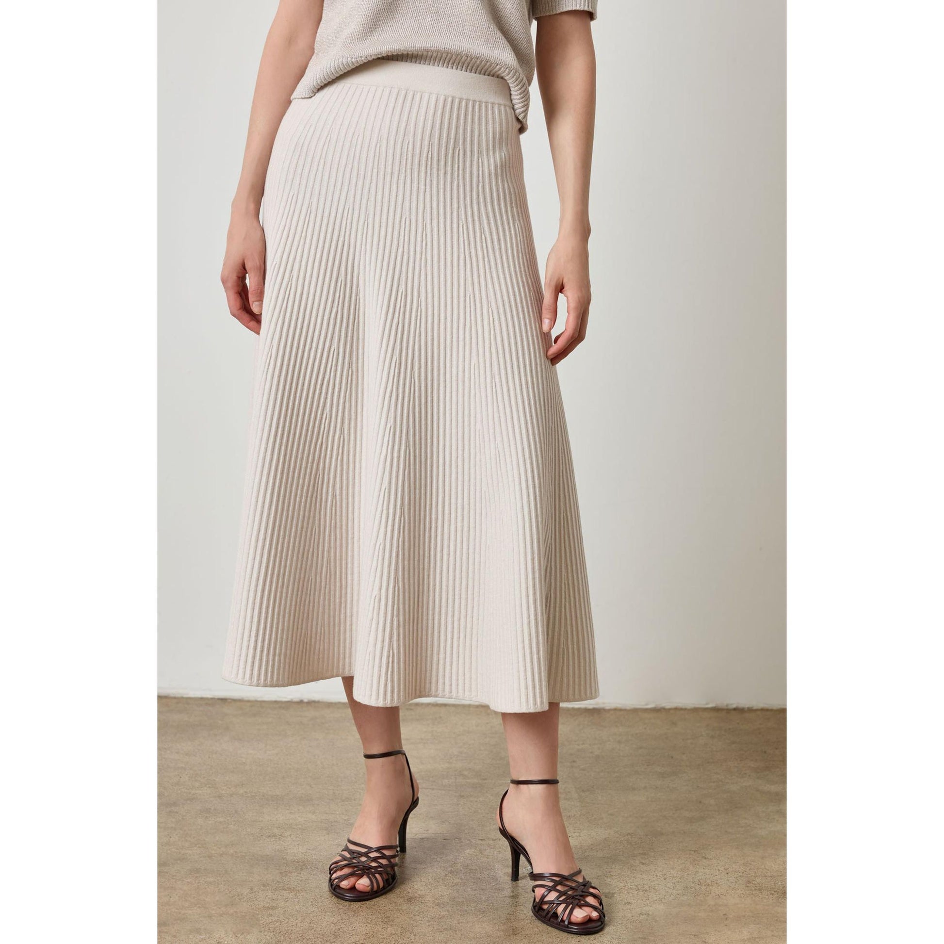 Lilla P Flared Knit Skirt in Mist