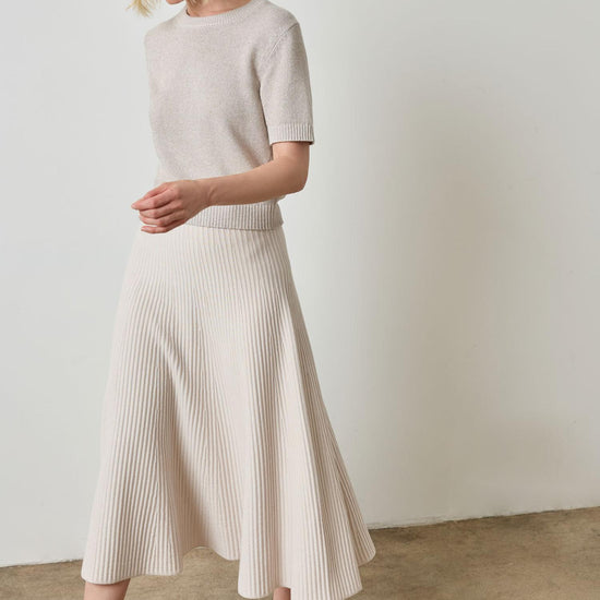 Lilla P Flared Knit Skirt in Mist