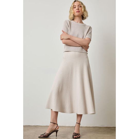 Lilla P Flared Knit Skirt in Mist