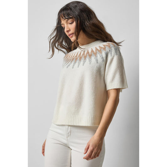 Lilla P Short Sleeve Easy Fairisle Sweater