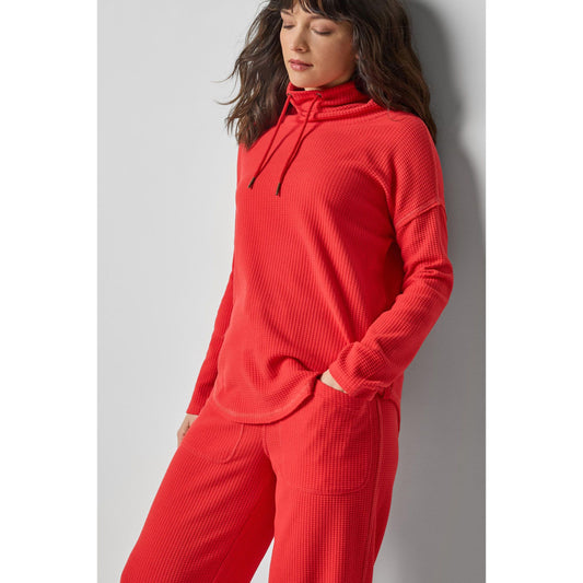 Lilla P Rounded Hem Mock Neck in Fiesta