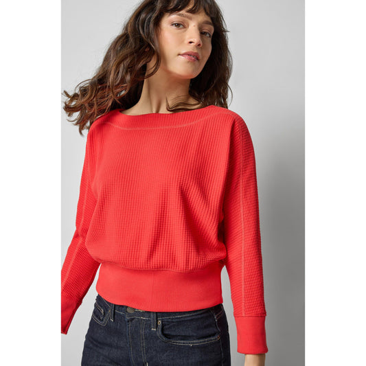 Lilla P Rib Trim Seamed Top in Fiesta