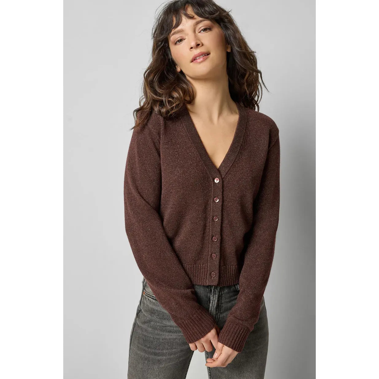 Lilla P V Neck Cardigan in Java Sparkle