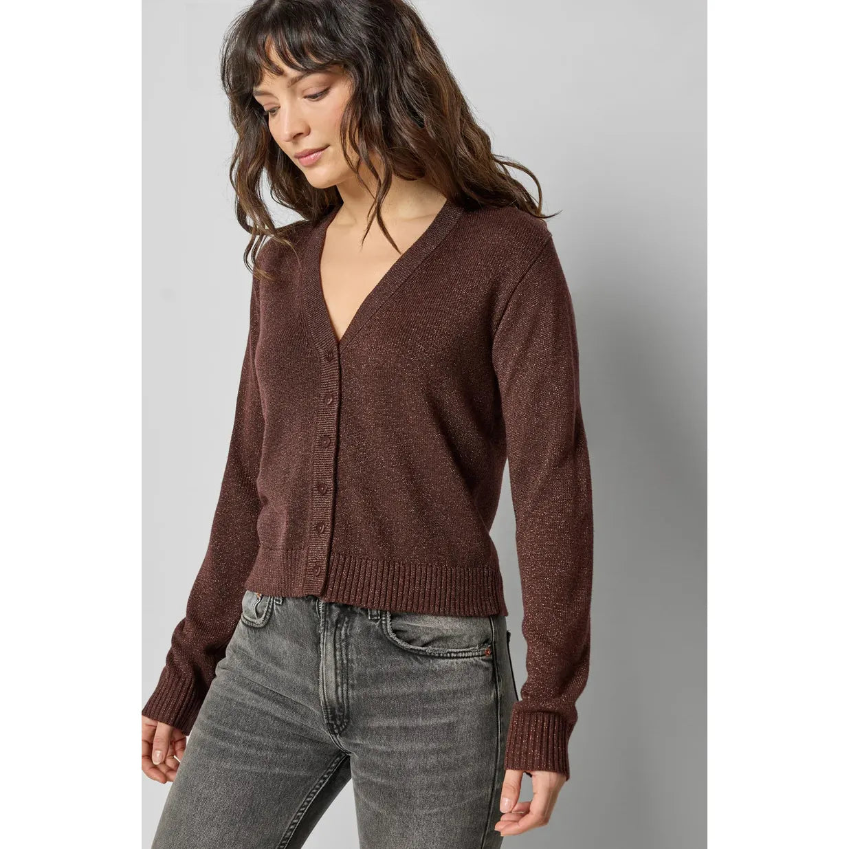Lilla P V Neck Cardigan in Java Sparkle