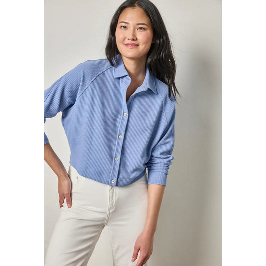 Lilla P Easy Raglan Button Down in Bluebird 