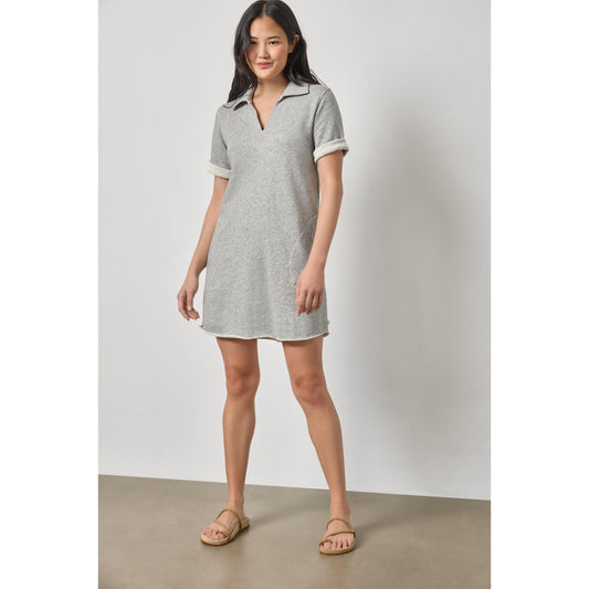 Lilla P Raw Hem Terry Dress in Heather Grey
