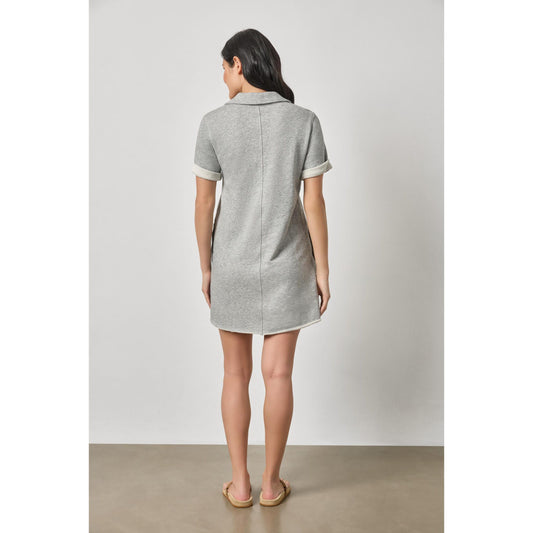 Lilla P Raw Hem Terry Dress in Heather Grey