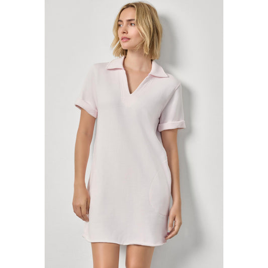 Lilla P Raw Hem Terry Dress in Rosewater