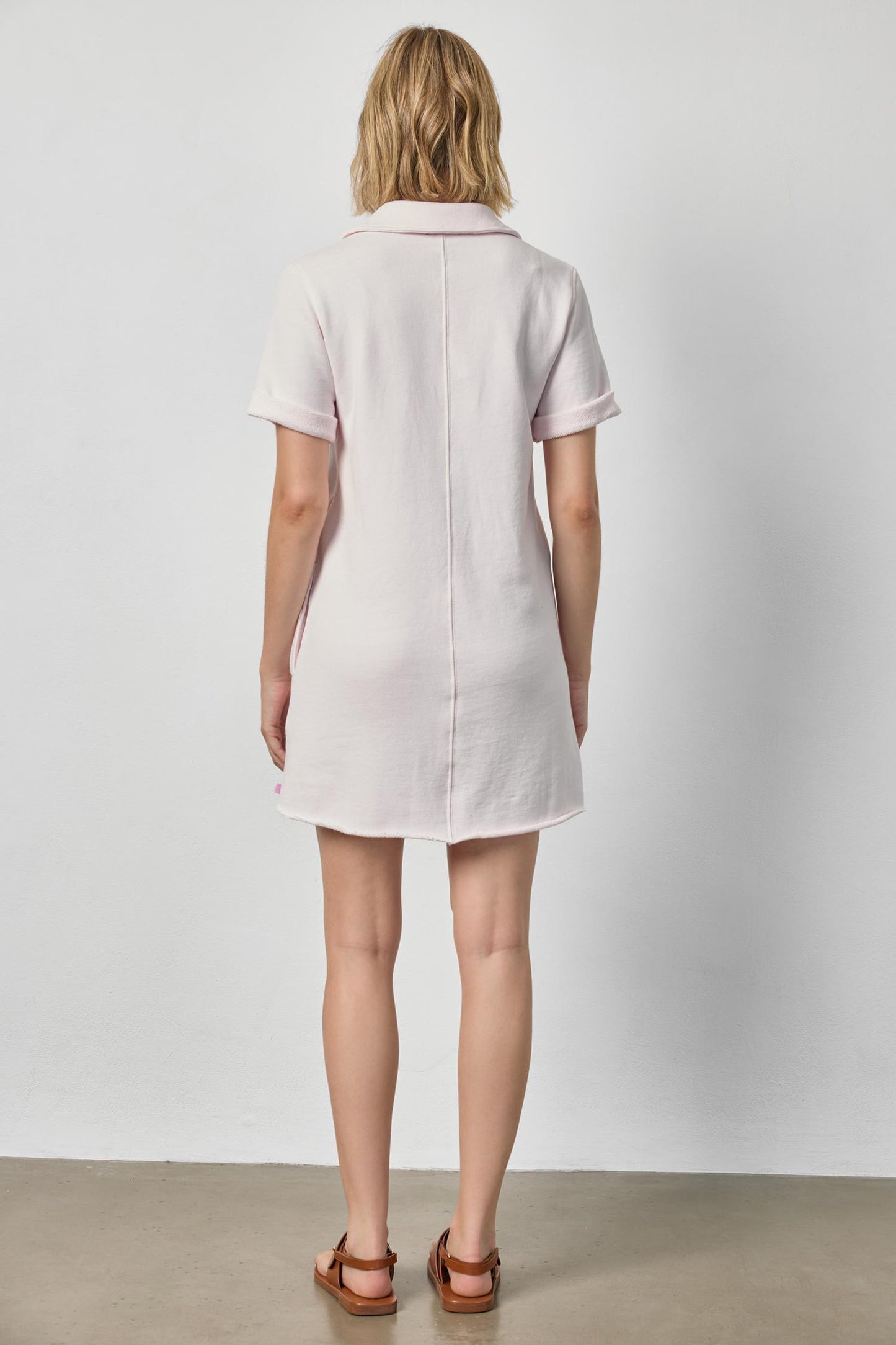 Lilla P Raw Hem Terry Dress in Rosewater