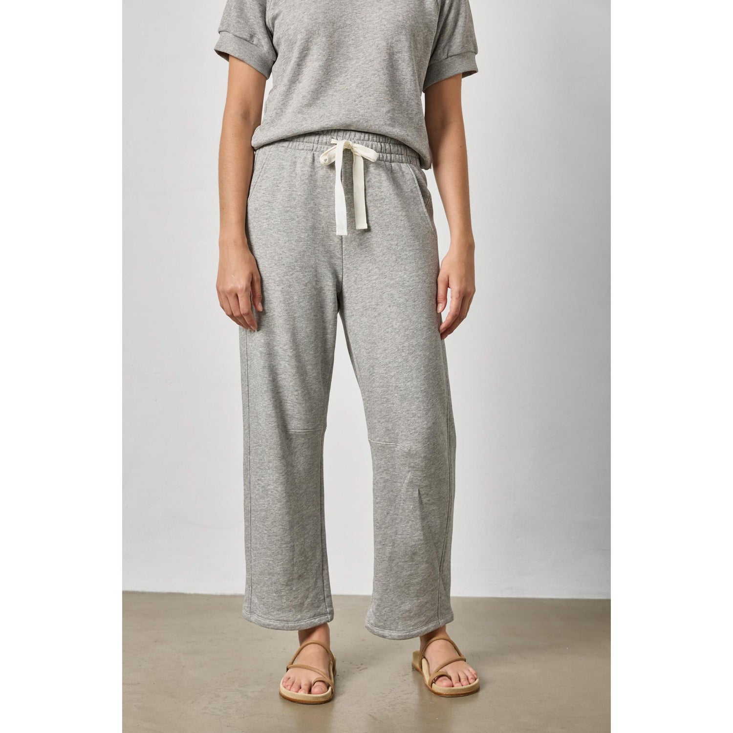 Lilla P Side Panel Terry Pant in Heather Grey