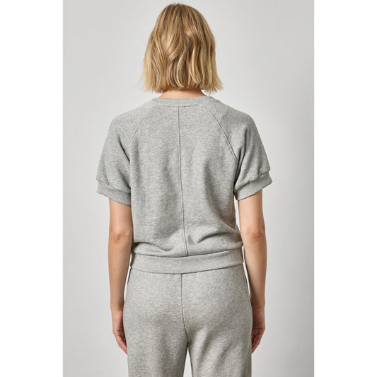 Lilla P Short Sleeve Terry Sweatshirt in Heather Grey