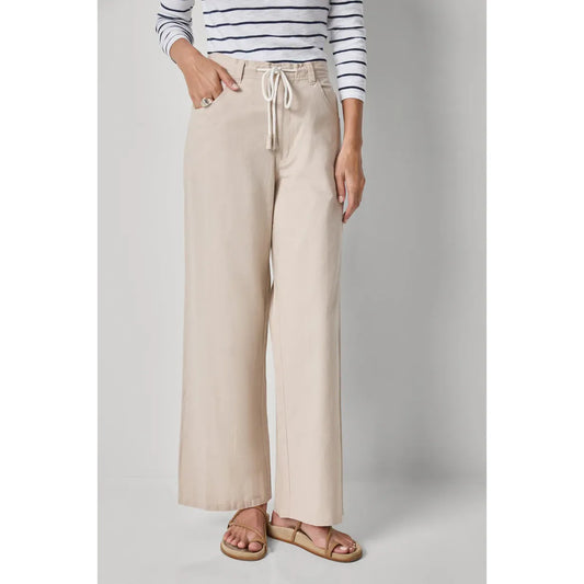Lilla P Linen Blend Straight Leg Pant in Bamboo