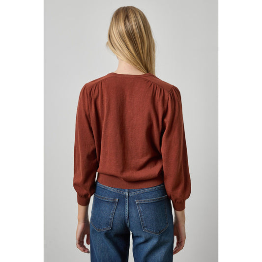 Lilla P V Neck Blouson Sweater in Maplewood PA3490