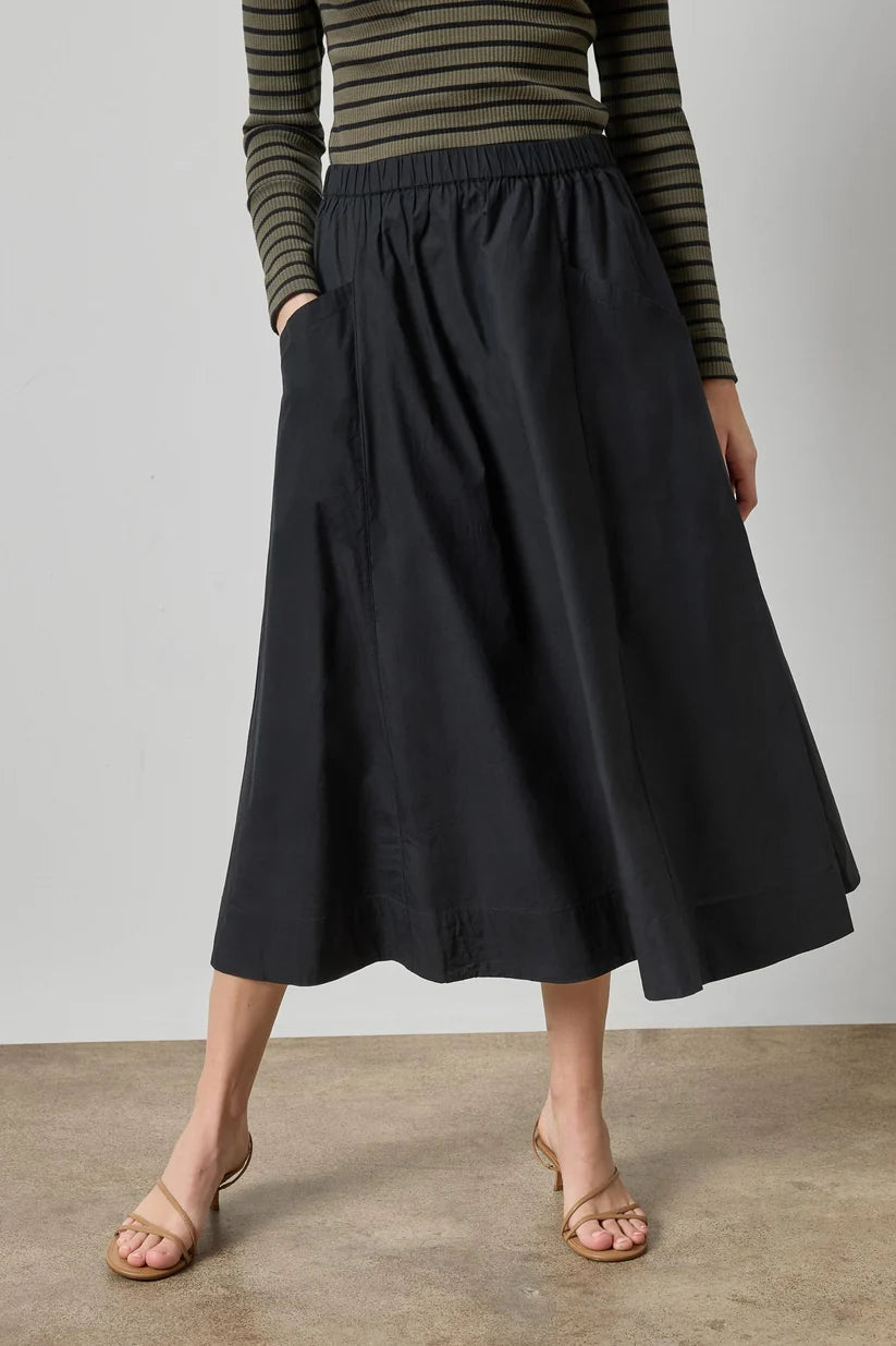 Lilla P Elastic Waist Paneled Skirt in Black PA3506