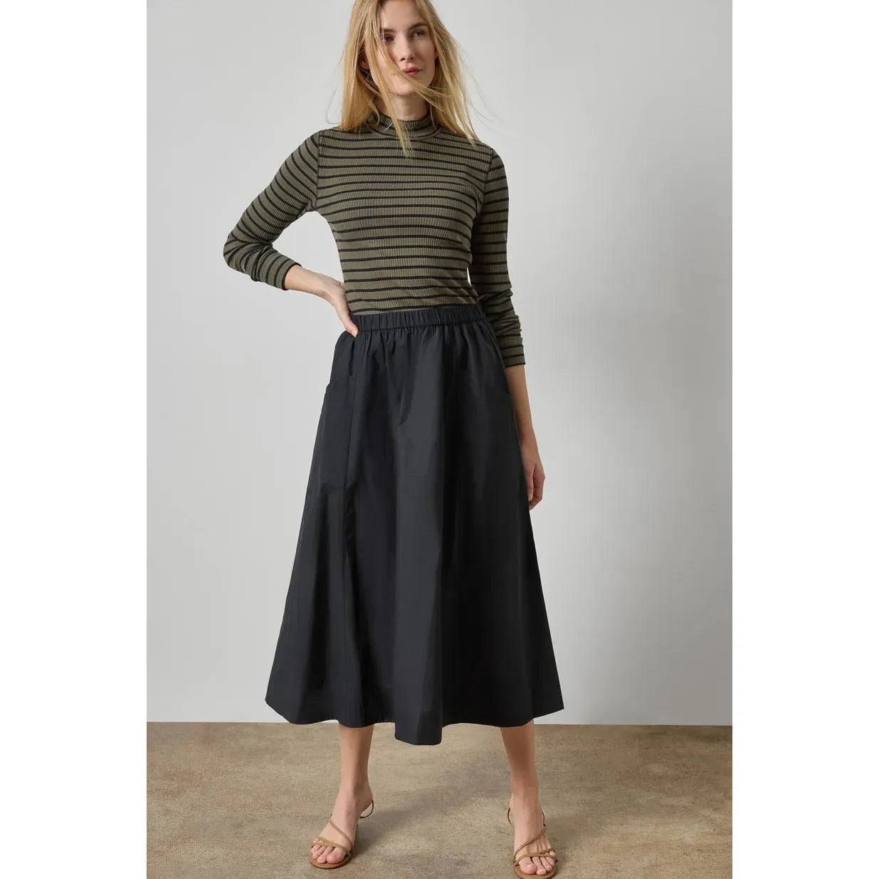 Lilla P Elastic Waist Paneled Skirt in Black PA3506