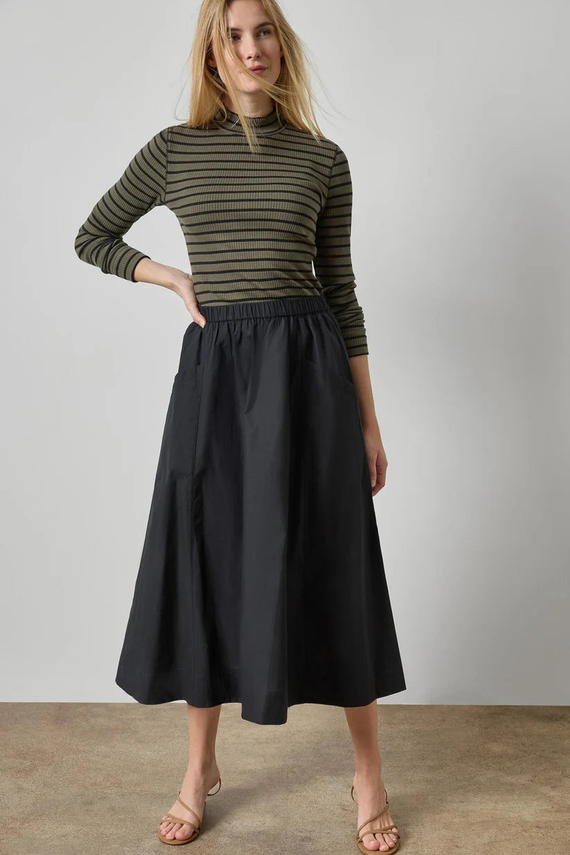 Lilla P Elastic Waist Paneled Skirt in Black PA3506