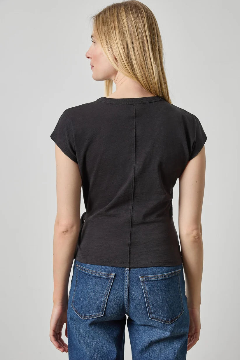 Lilla P Tie Front Tee in Black PA3516