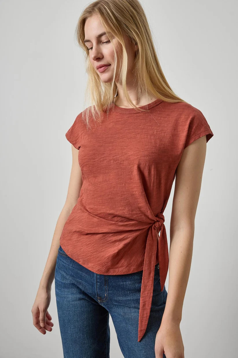 Lilla P Tie Front Tee in Henna PA3516