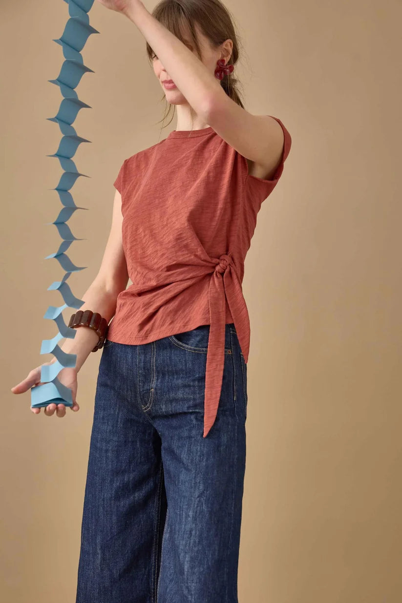Lilla P Tie Front Tee in Henna PA3516