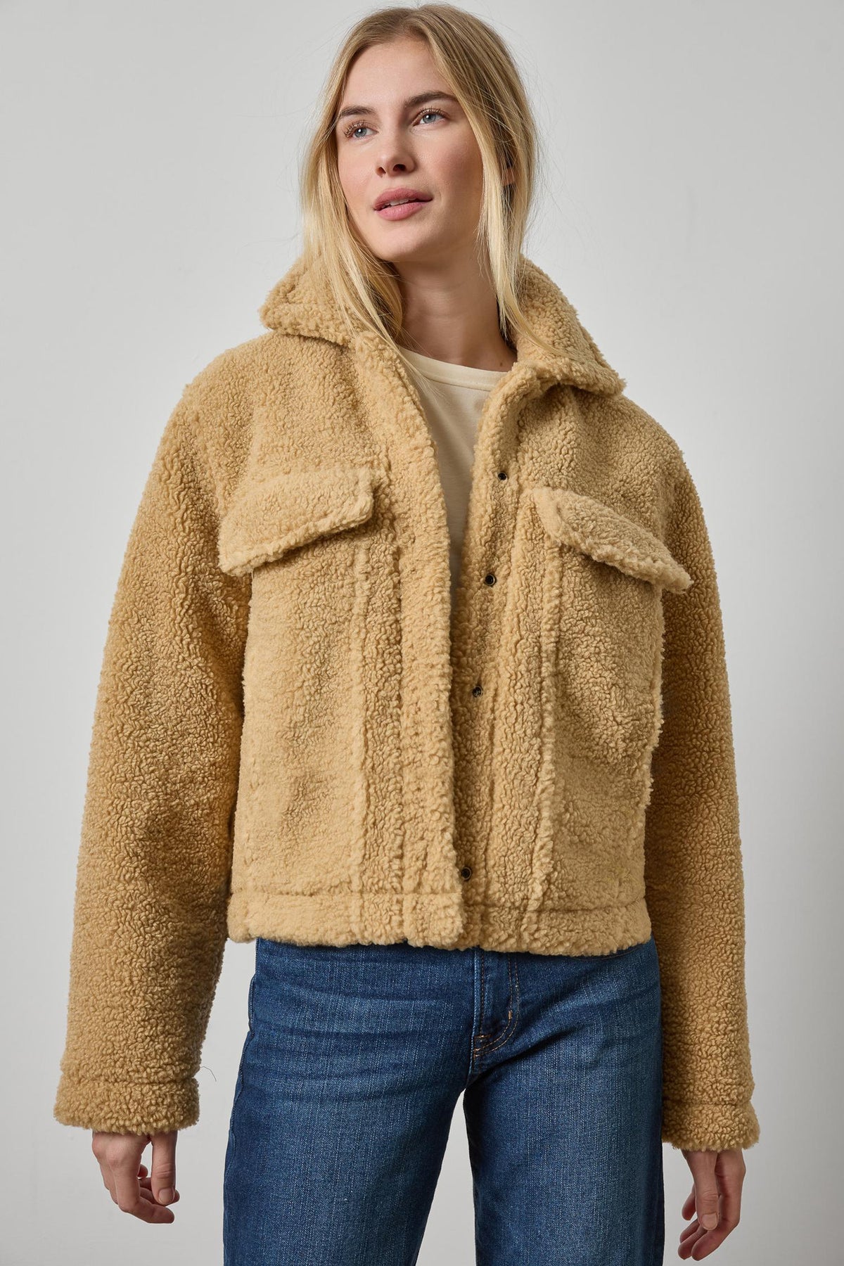 Lilla P Sherpa Collared Jacket in Sable