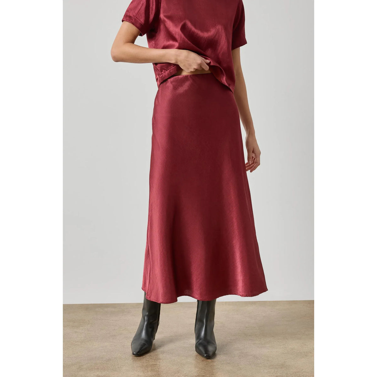 Lilla P Slub Woven Bias Skirt in Cabernet PA3572