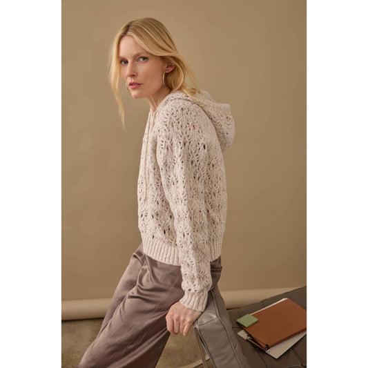 Lilla P Long Sleeve Hoodie Sweater in Gardenia