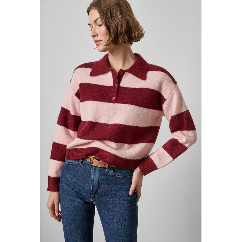 Lilla P Striped Polo Sweater in Port Stripe PA3604