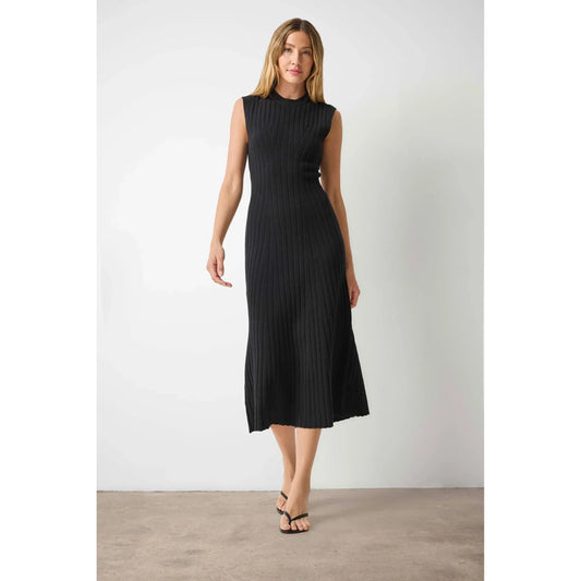 Lilla P Midi Flare Dress in Black PA3715