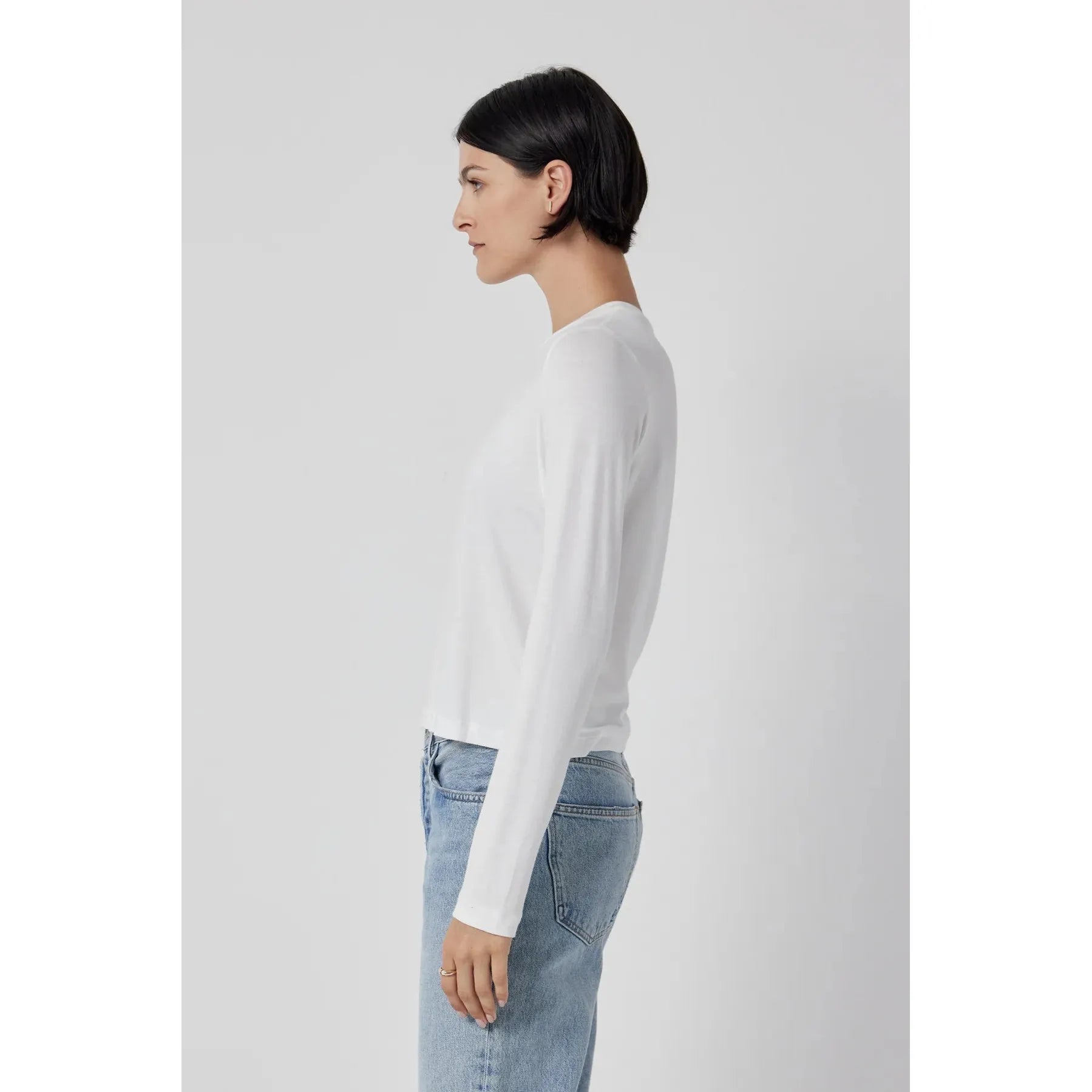 Velvet by Jenny Graham Pacifica Model Jersey Long Sleeve Tee in White