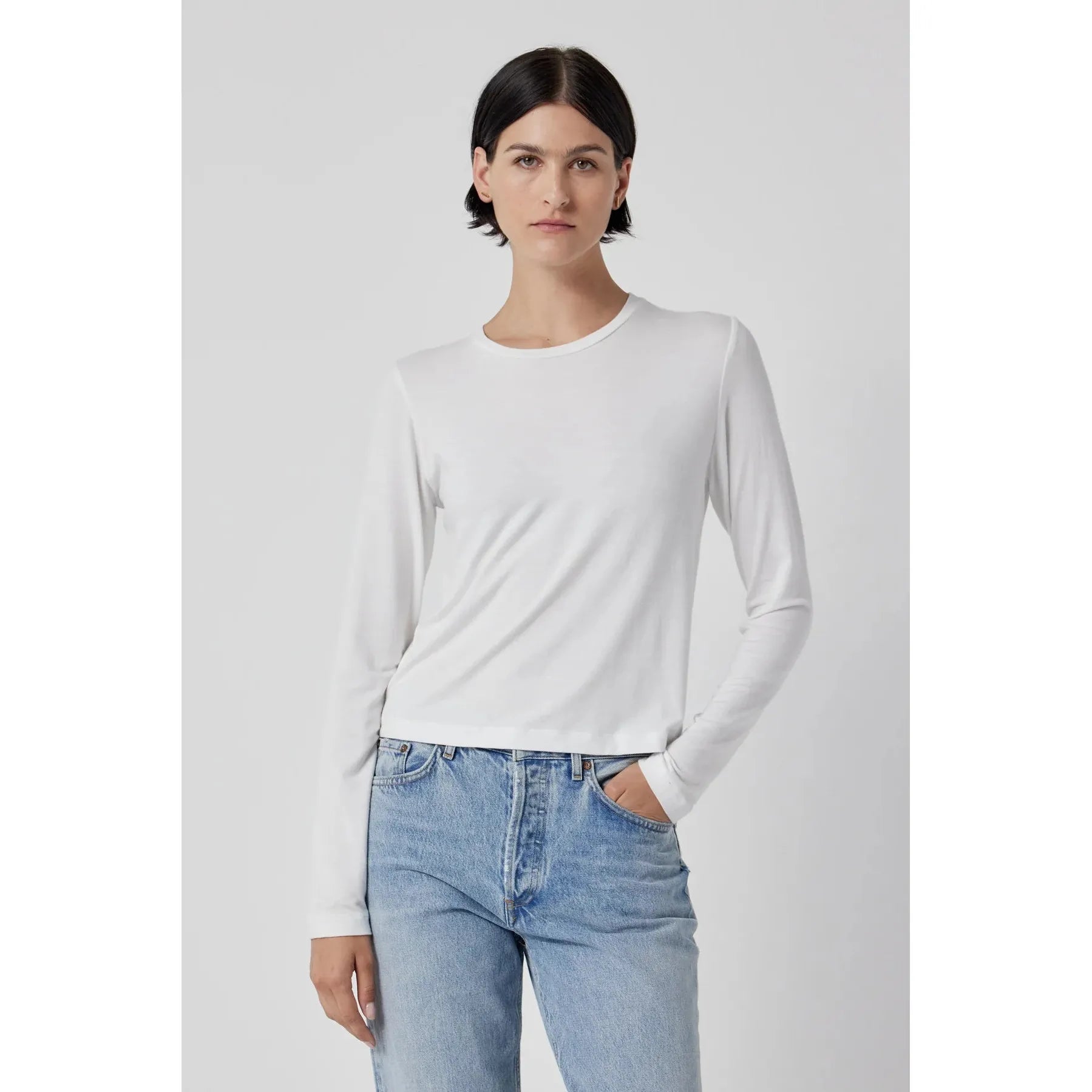 Velvet by Jenny Graham Pacifica Model Jersey Long Sleeve Tee in White