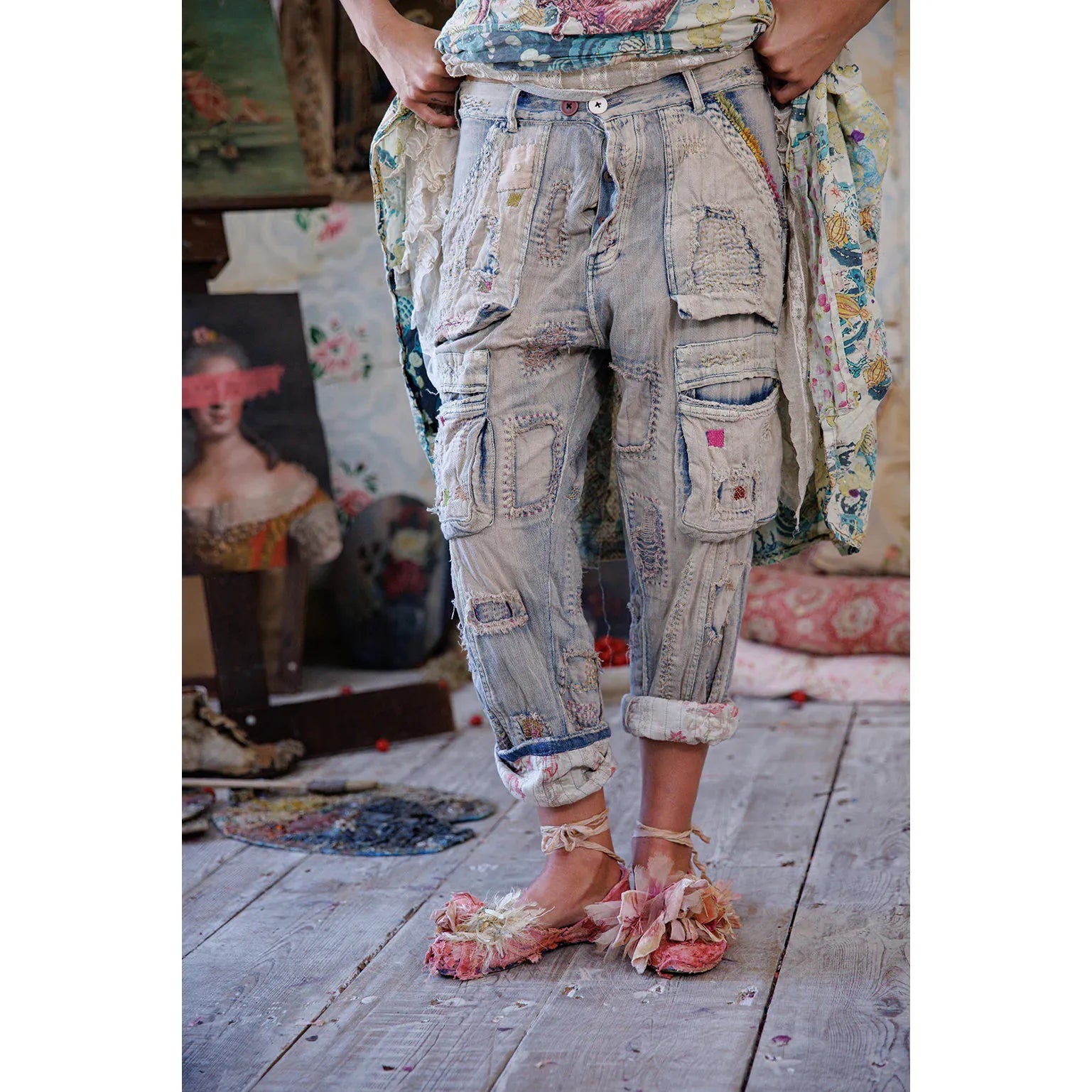 Magnolia Pearl Quilted Tatum Cargo Pants in Washed Indigo 819