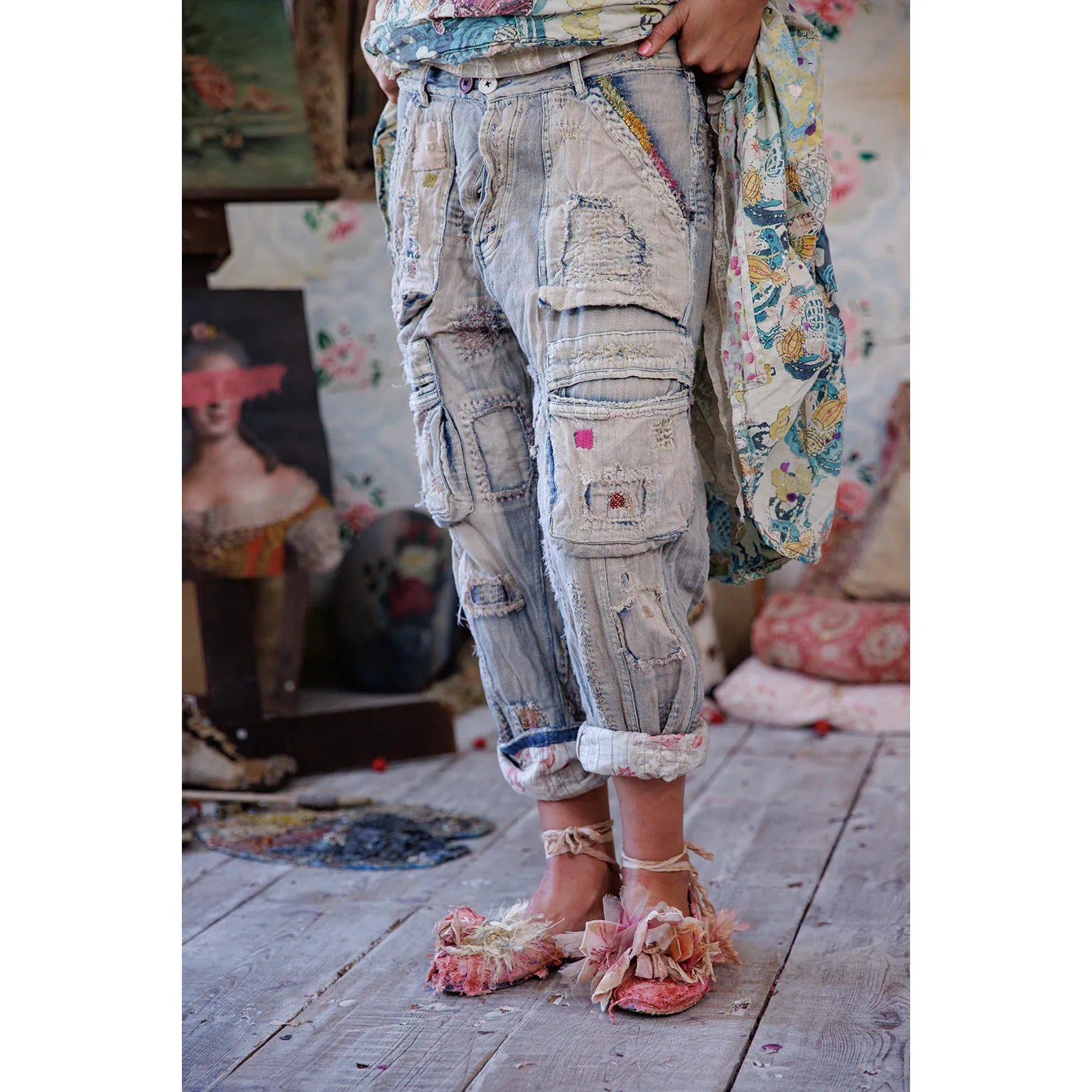 Magnolia Pearl Quilted Tatum Cargo Pants in Washed Indigo 819