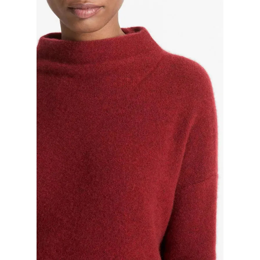 Vince Plush Cashmere Funnel MNeck Sweater in Heather Ruby Ink