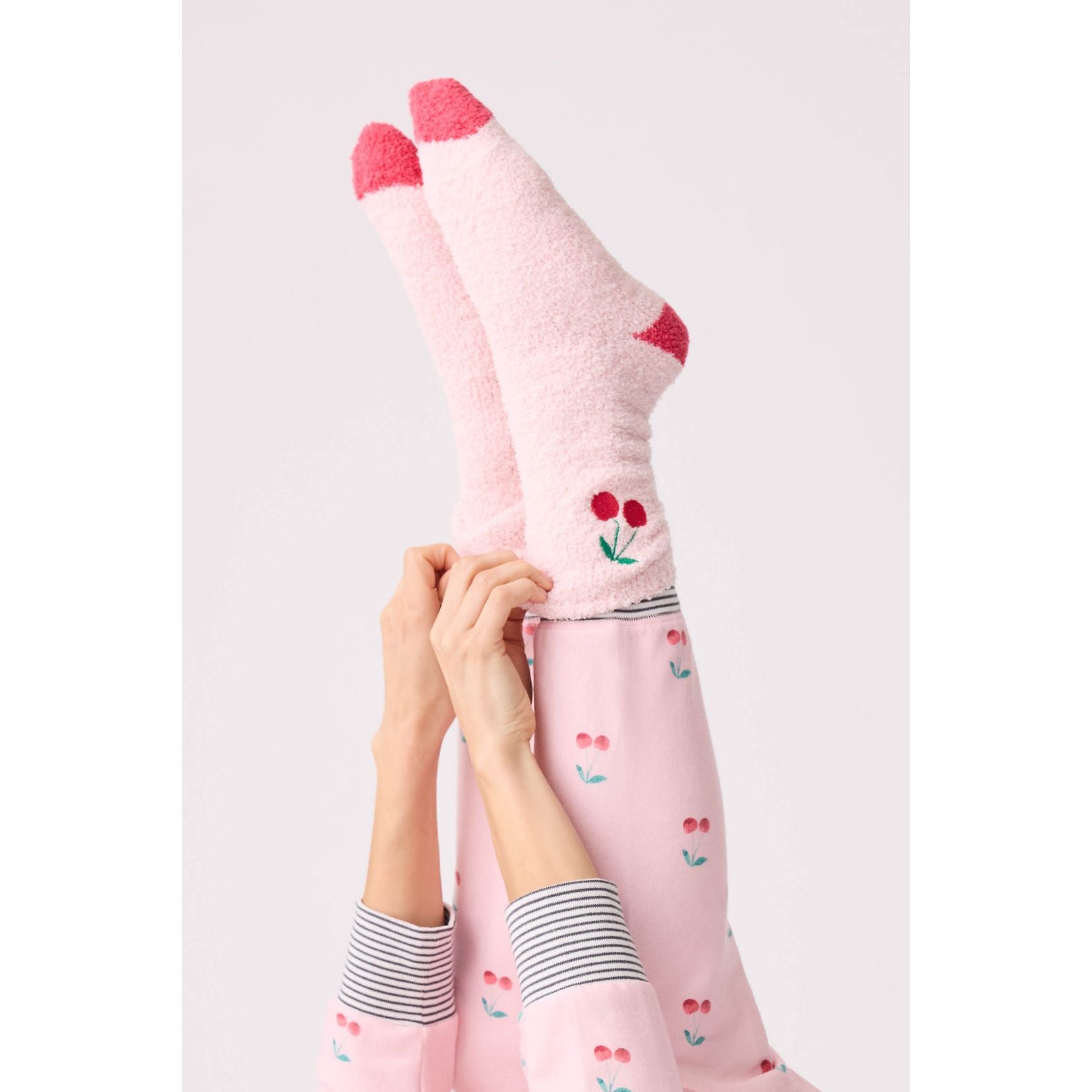 PJ Salvage Life is Sweet Cherry Fun Socks in Ballet Pink