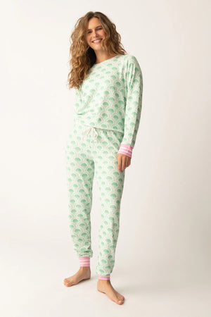 PJ Salvage Peachy Party Courtside Pink-Green Lounge Set