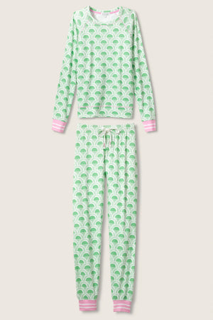 PJ Salvage Peachy Party Courtside Pink-Green Lounge Set