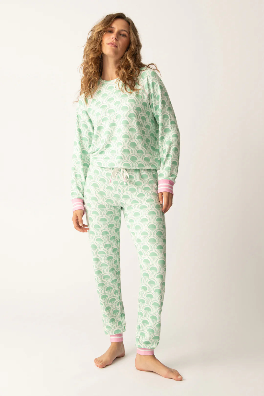 PJ Salvage Peachy Party Courtside Pink-Green Lounge Set