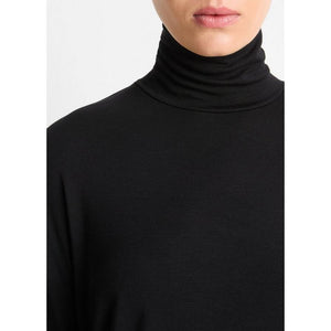 Vince Relaxed Long Sleeve Turtleneck Top in Black