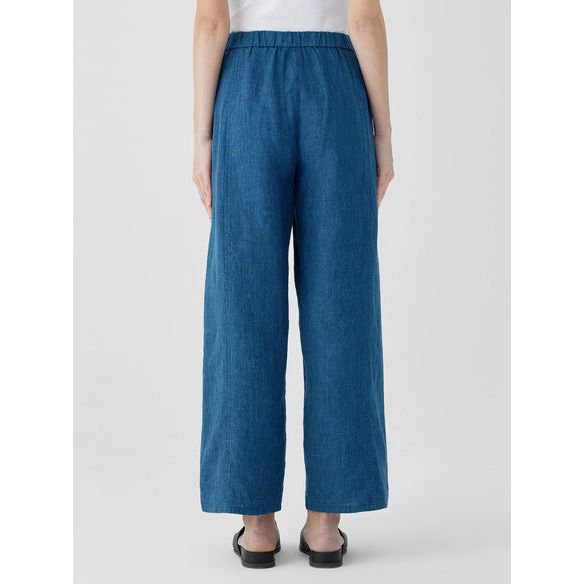 Eileen Fisher Washed Organic Linen Delave Wide Trouser Pant in Atlantis