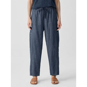 Eileen Fisher Airy Organic Cotton Twill Cargo Pant in Denim