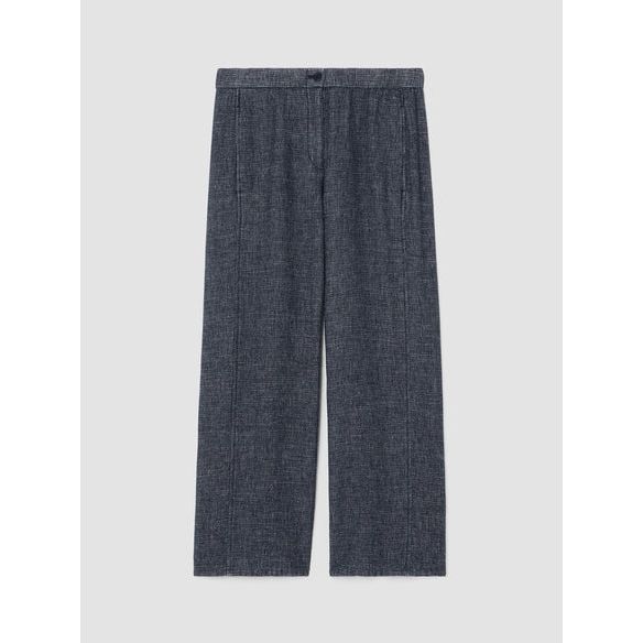  Eileen Fisher Tweedy Hemp Cotton Wide-Leg Pant in Denim