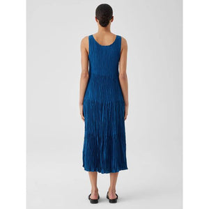 Eileen Fisher Crushed Silk Tiered Dress in Atlantis